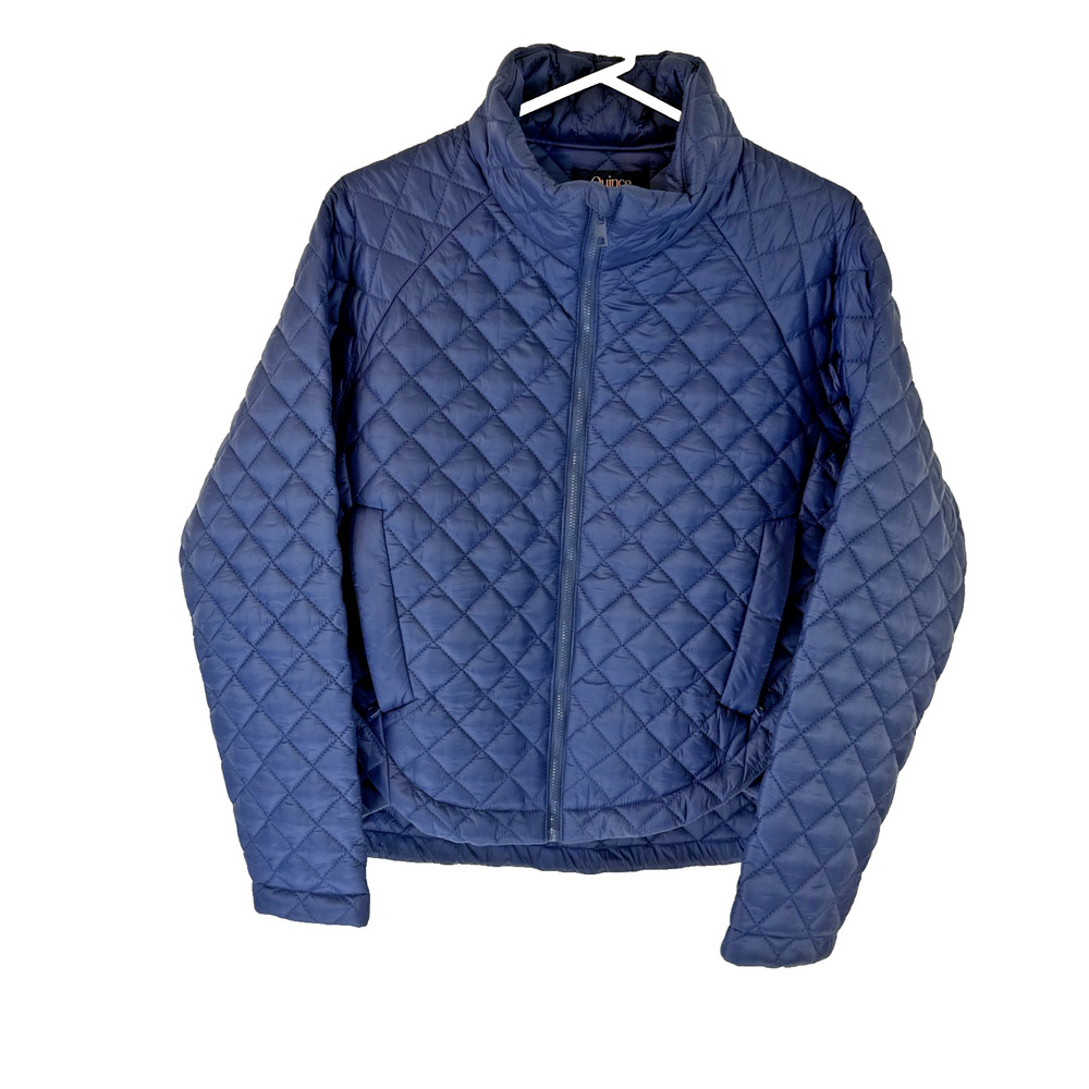 Quince Women’s Featherless Quilted Puffer Jacket Navy Hi Low Size M